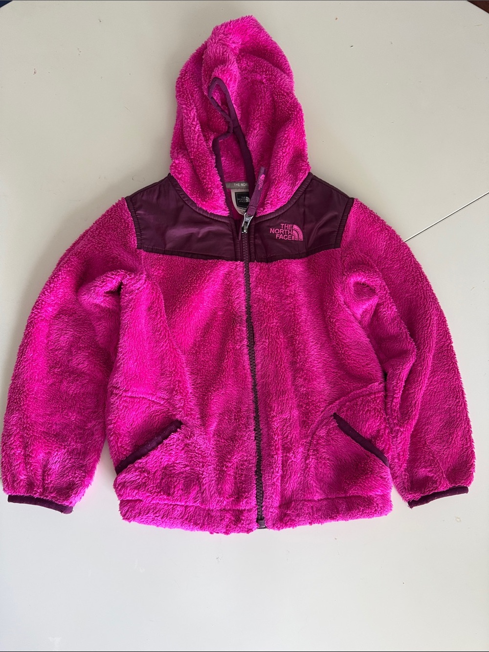 The North Face Kids 4T Hooded Fuzzy Jacket - Hot Pink with Plum